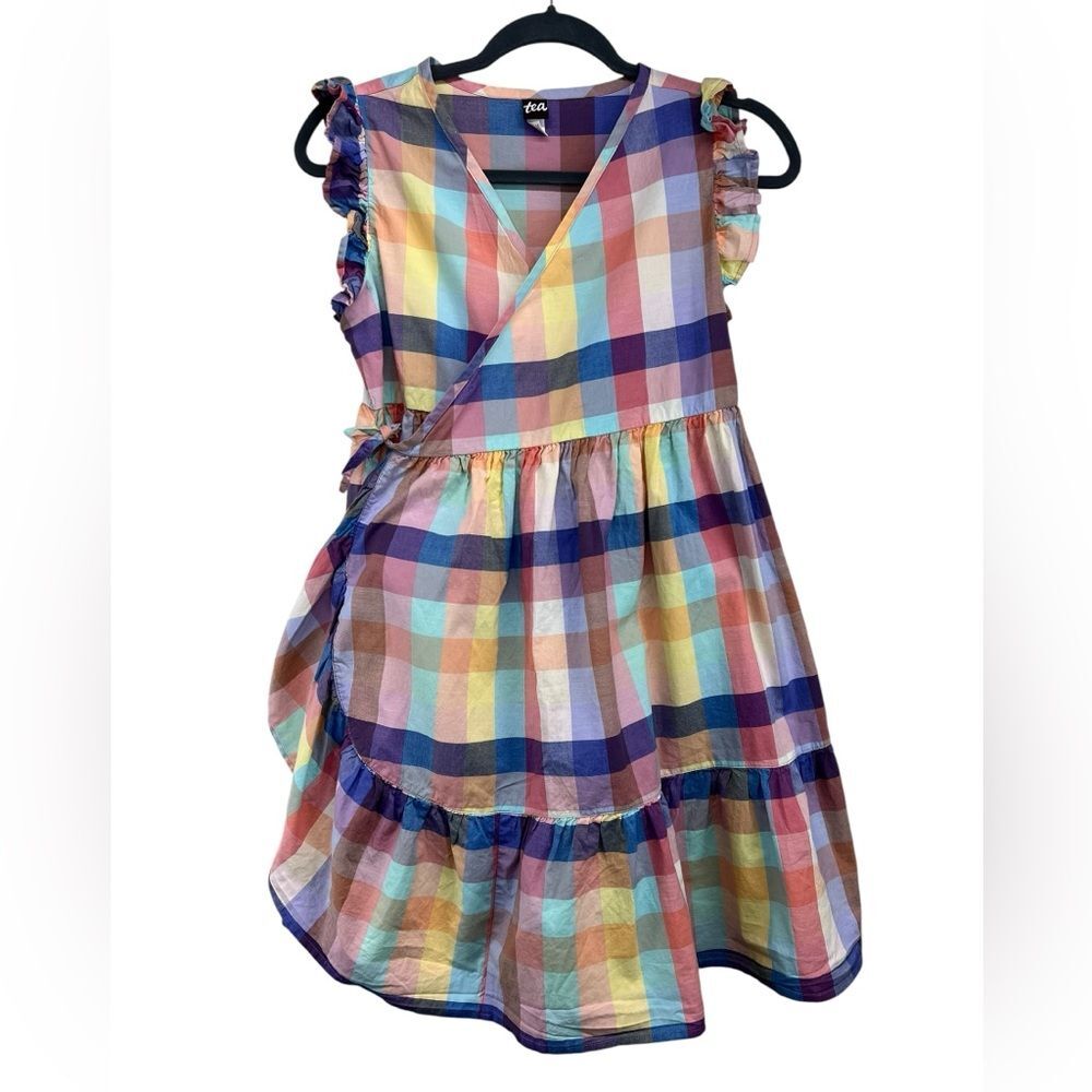 Tea Full Sweep Wrap Dress Plaid Girls 16